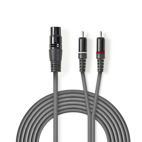 Cavo Audio XLR | Femmina a 3 Pin XLR - 2x Maschio RCA | 1.5 m | Grigio