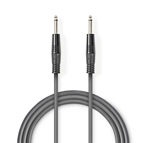 Unbalanced audio cable | 6.35 mm male - 6.35 mm male | 5.0 m | Grey