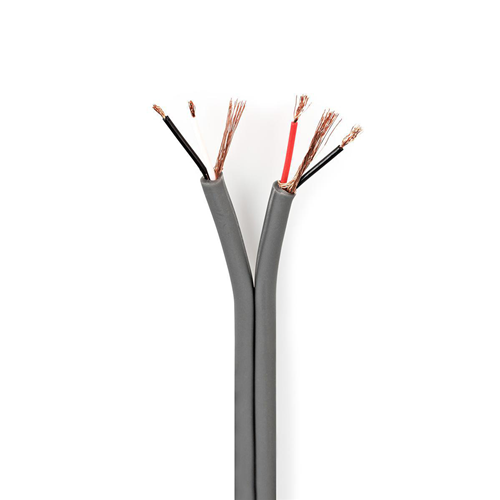 Câble audio équilibré | 2x (2x 0,16 mm²) | 100 m | Bobine | Gris