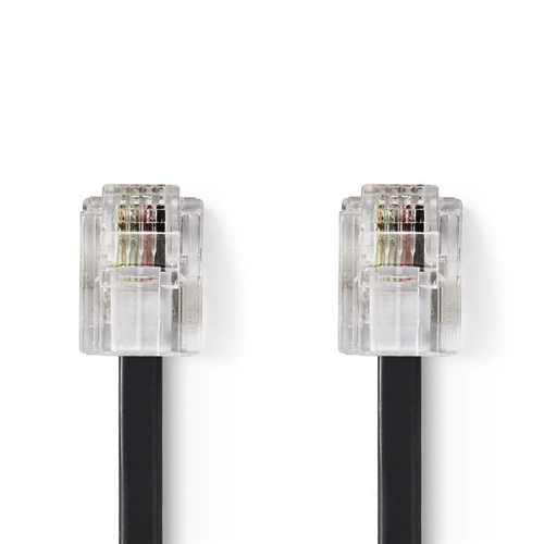 Cable de telecomunicaciones | RJ11 HEMBRA (6P4C) - HEMBRA RJ11 (6P4C) | Piso | 2.00 m | Negro