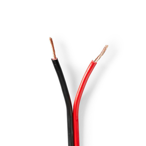 Câble de haut-parleur | 2x 1,50 mm2 | 100 m | Bobine | Noir rouge