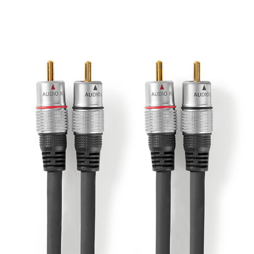 Câble audio stéréo | 2x mâle RCA - 2x mâle RCA | 2,50 m | Anthracite