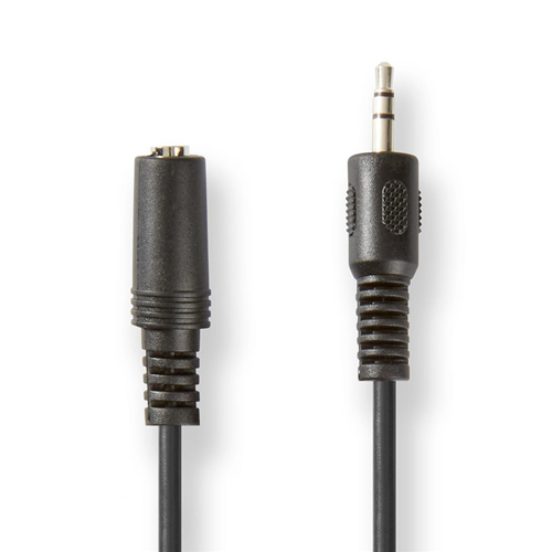 Cable de audio estéreo | Macho 3.5 mm | Mujer 3.5 mm | 5.0 m | Negro
