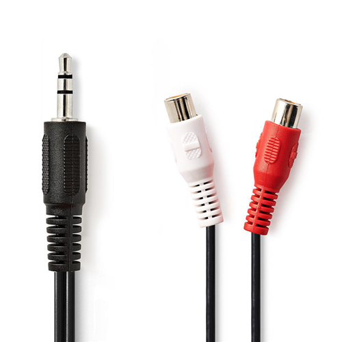 Câble audio stéréo | Mâle 3,5 mm | 2x femelle RCA | 0,2 m | Noir
