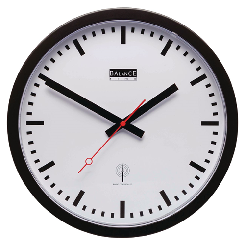 Reloj de pared controlado por radio 30 cm Análogo negro/negro