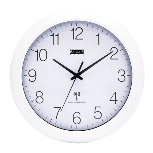 Radio kontrollierte Wand Uhr 30 cm Weiß/Silberanalogon