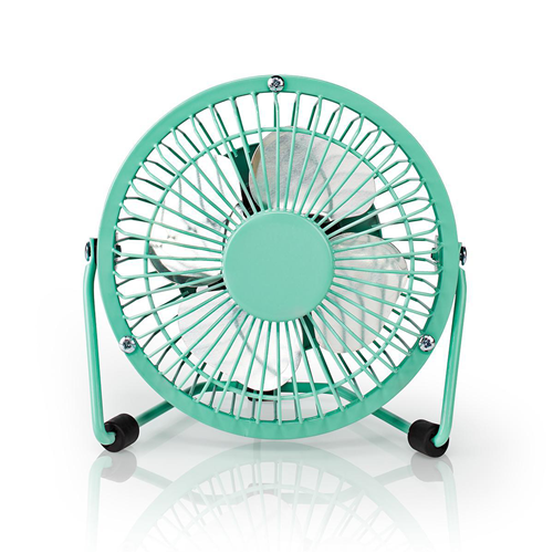 Mini ventilador de metal | Diámetro de 10 cm | Fuente de alimentación USB | Turquesa