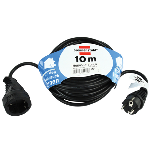 Schuko Type F power prolong (EEC 7/4) - Type F (EEC 7/3) 10.0 m black
