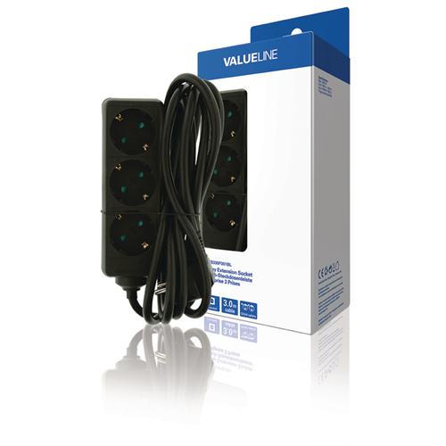 Extensión negra de 3 vías 3.00 m - Protección contra la sobretensión