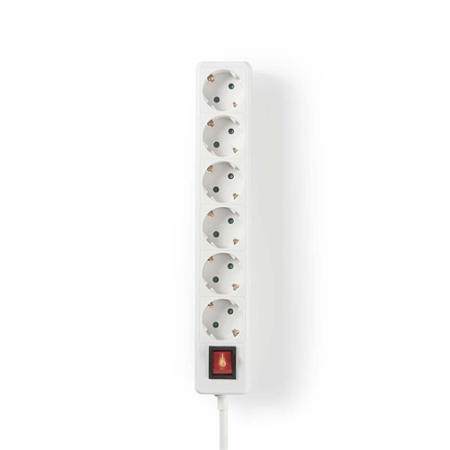 Extension multiple | Contact de protection avec l'interrupteur ON / OFF | 6 à l'extérieur | 3,0 m | Blanc