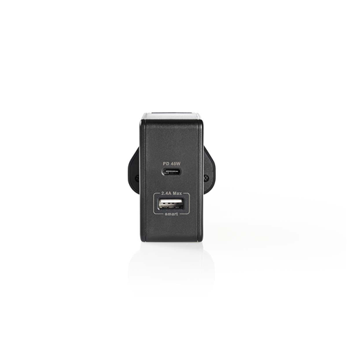 Wall charger | 3.0 A | USB/USB-C | Power Delivery 45 W | Black | UK thorn