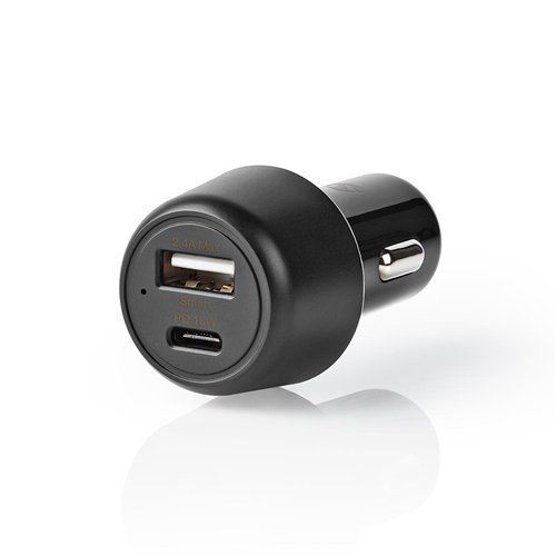 Caricabatterie per Auto | 3 A | USB-A / USB-C | Power Delivery 18 W | Nero