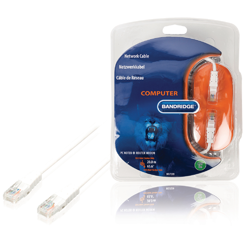 Cat5e cable of the UTP RJ45 (8P8C) male - rj45 (8p8c) male 20.0 m white