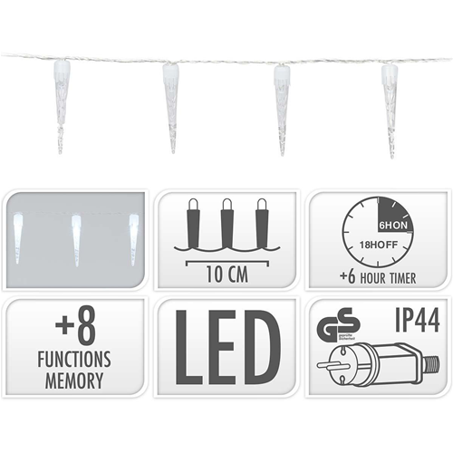 Eiszapfenbeleuchtung | 100 LED | 9,9 Messerbeleuchtung | Weiß