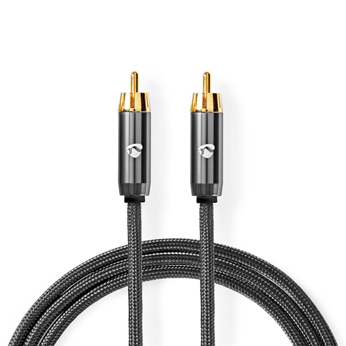 Subwoofer cable | RCA-Maschio RCA male | Gray rifle rod | Woven cable