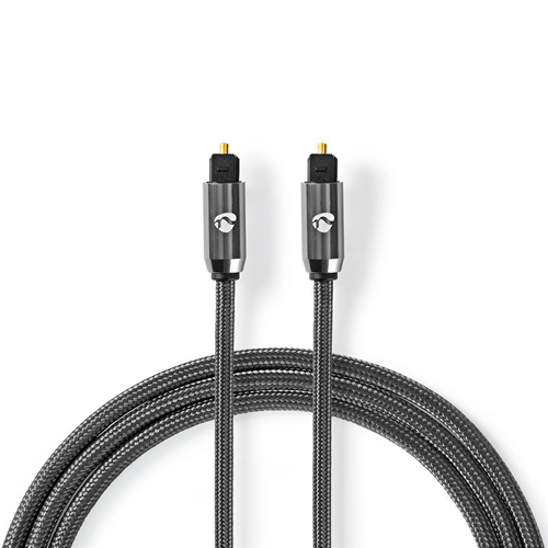 Cavo Audio Digitale | Maschio TosLink-Maschio TosLink | Grigio Canna di Fucile | Cavo Intrecciato