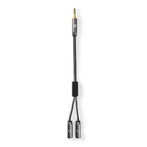 Cavo Audio Stereo | Maschio da 3,5 mm-2x Femmina da 3,5 mm | Grigio Canna di Fucile | Cavo Intrecciato