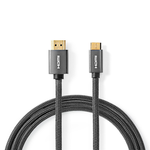 Câble HDMI ™ à vitesse haute avec Ethernet | Connecteur HDMI ™ MICRO HDMI ™ ONCASE | Tie à fusil gris | Câble tissé