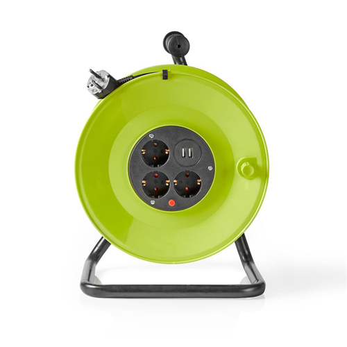 Bobine de câble | 50,0 m | 3x1,5 mm² | Bloc thermique | Schuko et USB