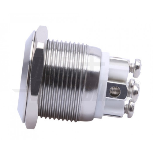 Botón antivandal de metal Ø19 mm bistabile verde brillante 24vac IP67 símbolo en