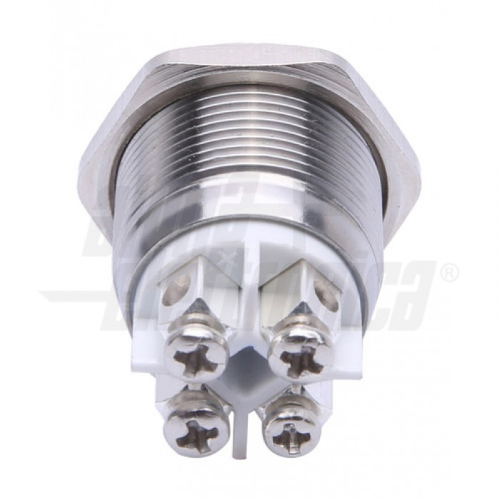 Botón antivandal de metal Ø19 mm bistabile verde brillante 24vac IP67 símbolo en