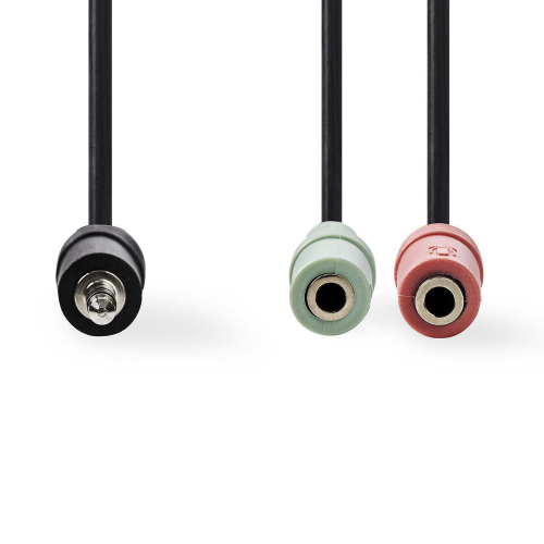 Tapa de cable de audio | Masculino de 3.5 mm - 2x 3.5 mm hembra | 0.2 m | Negro