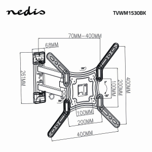 Support de mur de télévision omnidirectionnel | 23-55 "| MAX 30 kg | 3 points de rotation