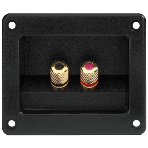 Rectangular tray with 2 golden screw terminals