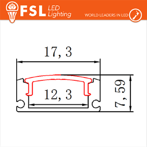 Aluminiumprofil 6063 - U Bar 2 Meter (ohne Abdeckung)