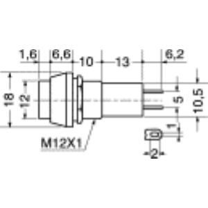 Interruptor de botón rojo FORO PANEL 12 mm Llave de primera redonda de 12 mm