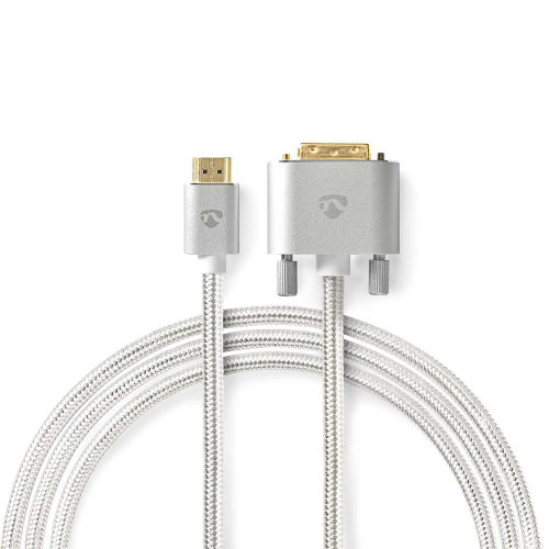 HDMI ™ Kabel | HDMI ™ -Becke | DVI-D 24 + 1 Pin Männlich | 2560x1600 | Gold plattiert | 2,00 m | Breaking | Silber | Pack mit Fenster
