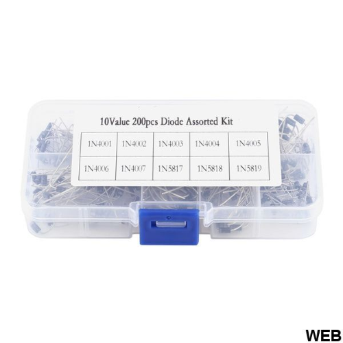 Diodi en kit 200 piezas 10 tipos de 1N4001 a 1N5819