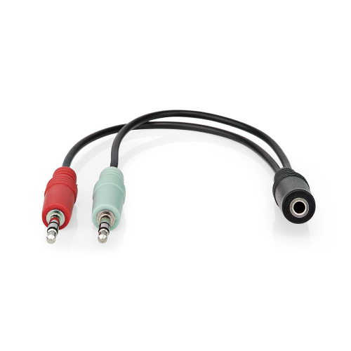 Cable de audio estéreo | 3.5 mm de mujer | 2x 3.5 mm hombre | Chapado en oro | 0.12 m | Ronda | Negro | Caja