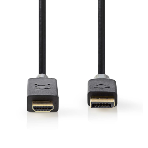 Displayport cable | Male Displayport | HDMI ™ connector | 4K@30Hz | Gold plated | 1.0 m | Round | PVC | Anthracite | Box