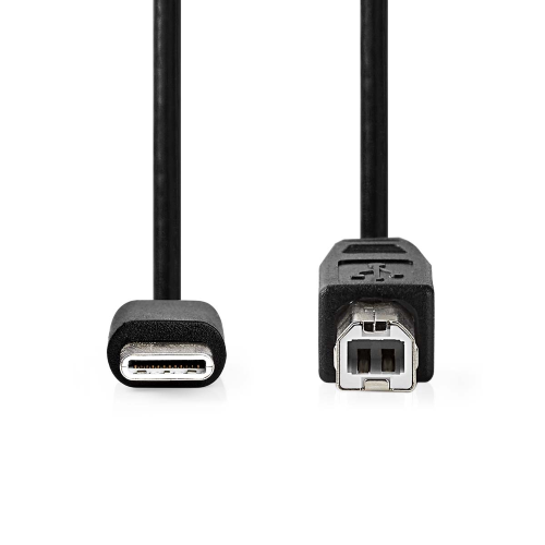 Câble USB | USB 2.0 | Mâle USB-C ™ | Mâle USB-B | 480 Mbps | Nickel plaqué | 2,0 m | Round | PVC | Noir | Boîte