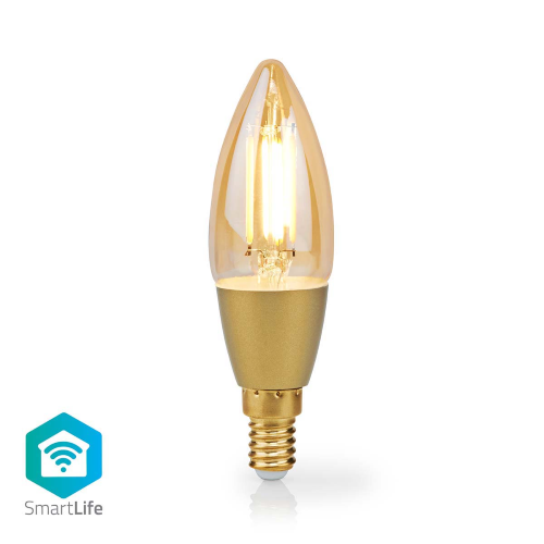 Bulbe de filament LED SmartLife | Wi-Fi | E14 | 470 LM | 4.9 W | Blanc chaud | 1800 - 3000 K | Verre | Android ™ / IOS | Bougie