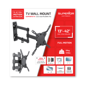 Wall Flat-TV support 13 "-42" Triple Snodo 20kg Max