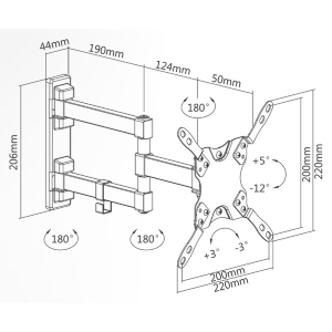 Flat-TV support from wall 37 "-70" triple junction 40kg max