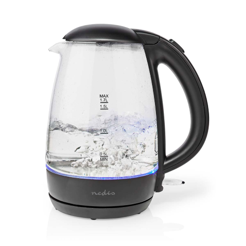 Elektrischer Wasserkocher | 1,7 l | Glas | Schwarz | 360 Grad drehen | Verstecktes Heizelement | Strix® Controller | Trockener Kochschutz