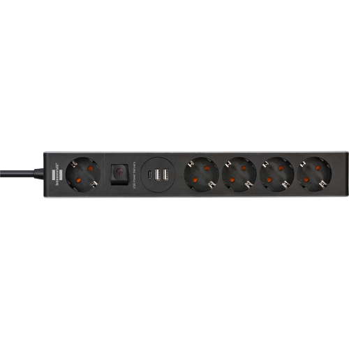 Multipresa a 5 vie con USB Power Delivery per una ricarica rapida (1x caricatore tipo C, 2x USB 2,4 A, cavo da 1,5 m, con interruttore)