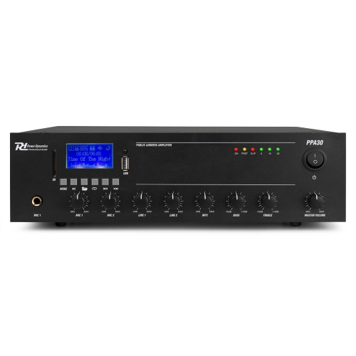 PA high power amplifier 30W 220V 2 Ing Mic. 70-100V/8OHM 12V with USB/SD/BT