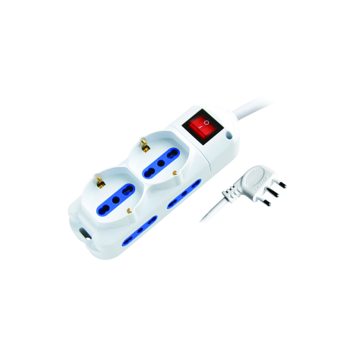 Multiplica 6 asientos Univ.+Int. Cable de 1.5MT 90 ° espina blanca