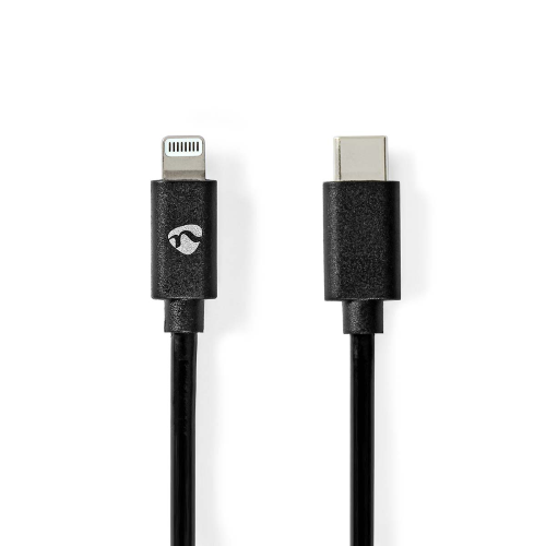 Câble Lightning | USB 2.0 | Connecteur de foudre de pomme à 8 pépins Mâle USB-C ™ | 480 Mbps | Nickel plaqué | 1,00 m | Round | PVC | Noir | Enveloppe