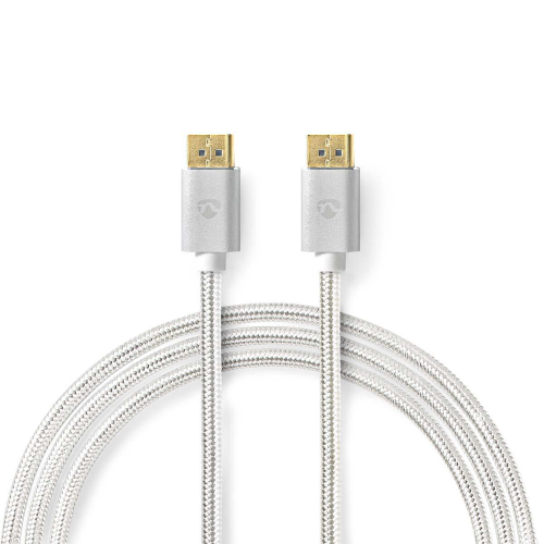 Cable de displayport | Masculino DisplayPort | Masculino DisplayPort | 8K@60Hz | Chapado en oro | 2.00 m | Ronda | Ruptura | Plata | Paquete con ventana