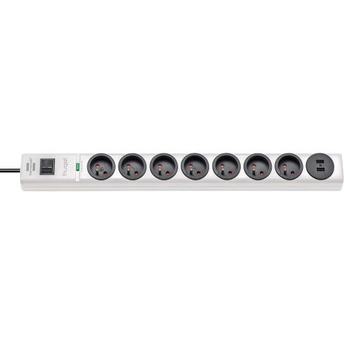Hugo Extensión tomada! 7 -camino 2.00 m blanco - francés / 2 x USB