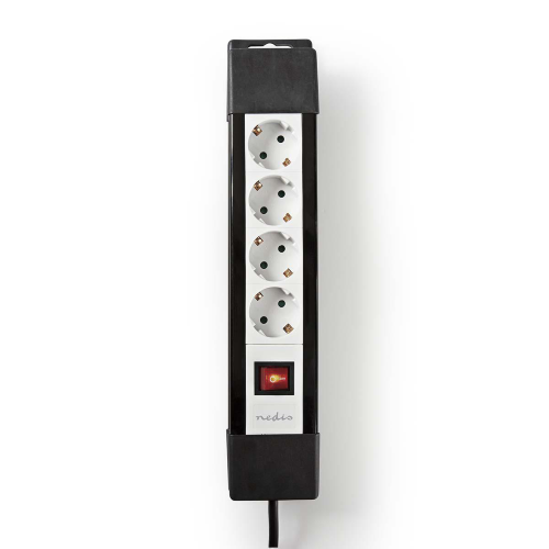 Erweiterung | Deutscher Plug / Typ F (EEC 7/7) | 4 Anweisungen | 3,00 m | 3680 W | 16 a | Art der Erdung: Seitenkontakte | 230 V AC 50/60 Hz | Winkel genommen: 45. | H05V-F 3G1.5mm² | Integrierter Schalter | weiß schwarz