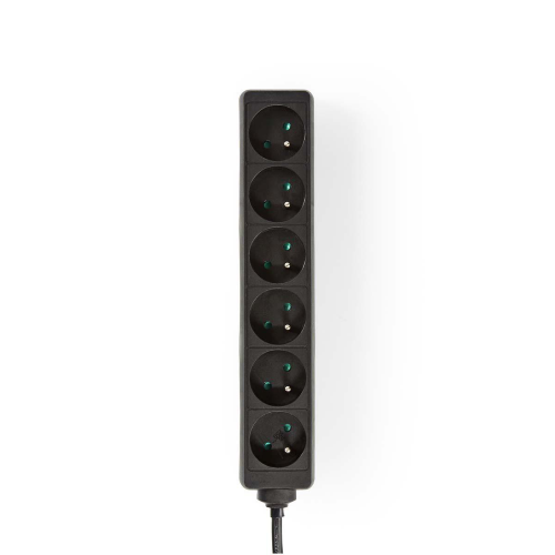 Prolunga | Francia / Tipo E (CEE 7/6) | 6 direzioni | 1.50 m | 3680 W | 16 A | Tipo di messa a terra: Presa a terra | 230 V AC 50/60 Hz | Angolo presa: 45 ° | H05VV-F 3G1.5mm² | Nero