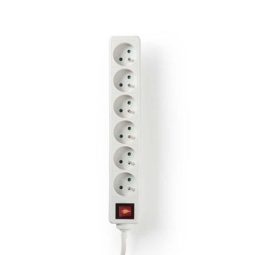 Prolunga | Francia / Tipo E (CEE 7/6) | 6 direzioni | 1.50 m | 3680 W | 16 A | Tipo di messa a terra: Presa a terra | 230 V AC 50/60 Hz | Angolo presa: 45 ° | H05VV-F 3G1.5mm² | Interruttore integrato | Bianco