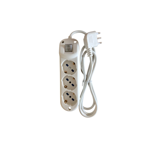 Multiplises 3 Sockets Bivalento + Câble Schuko 3x1 avec int. 3mt blanc