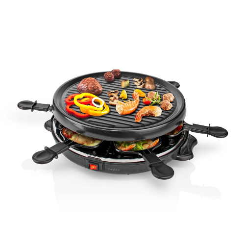 Gourmet / Raclette | Cuadrícula | 6 personas | Espátula | Recubrimiento no estancado | Redondo